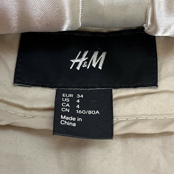 H&M Tan Jacket Anorak Utility Hooded Lightweight Beige Cargo Roll Tab Sz S 4 - Picture 6 of 8